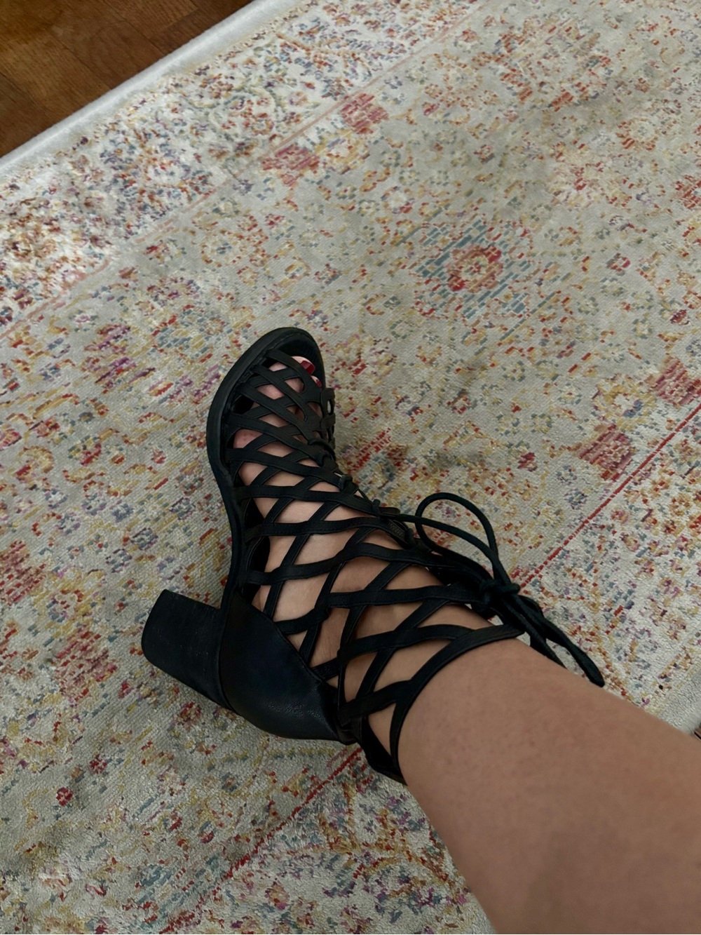 Jeffrey Campbell Black Woven Lace-Up Sandals